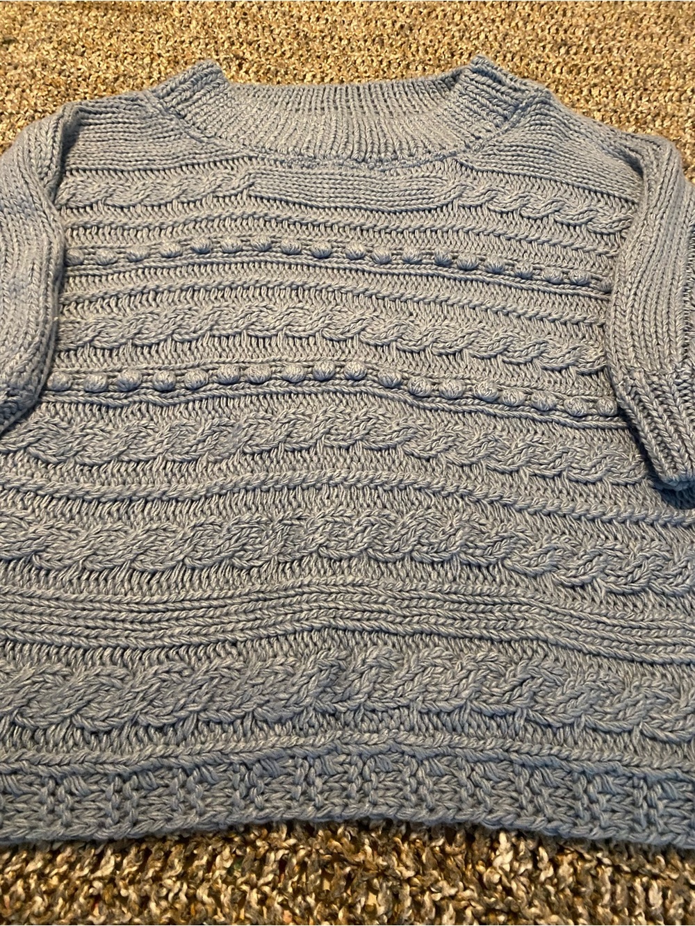 Classic Cable-Knit womens Sweater in Light Blue